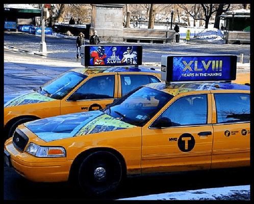 P4 schermo taxi a doppio lato 960mmX 320mm a colori esterni impermeabile IP65