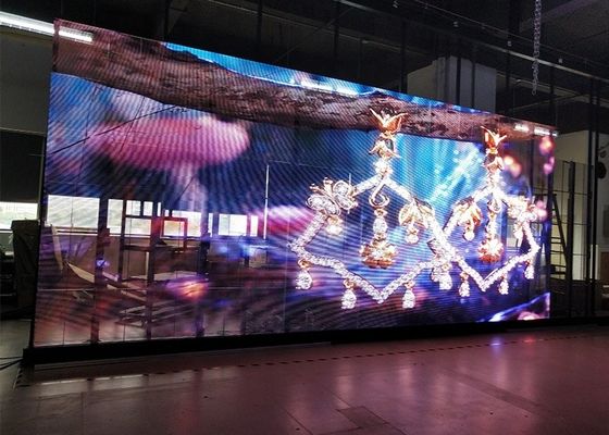 Esposizione trasparente commerciale della tenda di HD SMD P3.91 LED
